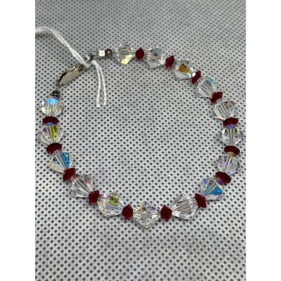 Crystal AB and Red - Handcrafted Austrian Crystal Beads Bracelet Jewelry - Picture 4 of 5
